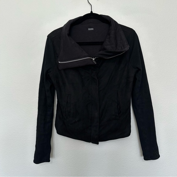 Blank nyc asymmetrical zip moto style reversible jacket black faux suede jersey - Picture 2 of 5